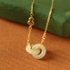 Sterling Silver Gold-plated Necklace Inlaid With Natural Hetian Jade