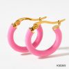 Ins Wind Circle Macaron Dripping Oil Ear Ring