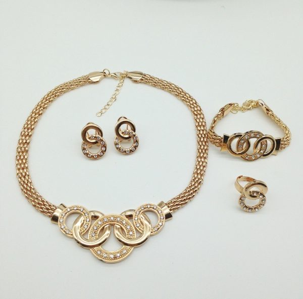 Diamond-encrusted Section Chain Jewelry Set Four-piece Set