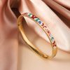 Titanium Steel Bracelet Women's Exquisite Geometric Oil-spot Glaze Flowers