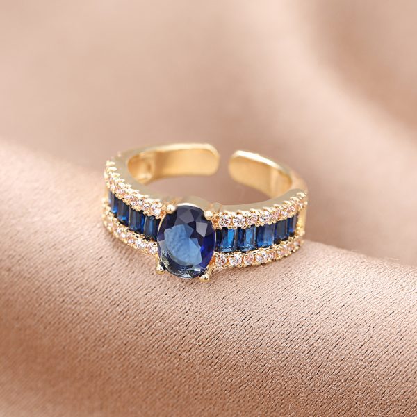 Fashion Copper Plating 18K Emerald Micro-inlaid Zircon Ring