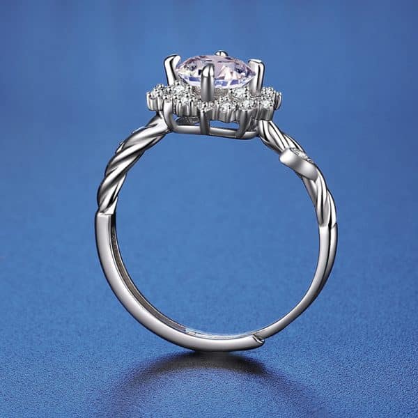 S925 Sterling Silver Flowers Four-claw Moissanite Ring