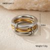 Stacked Color Matching Stainless Steel Ring Set 18K Gold Plating Exaggerated Personalized Hand Jewelry