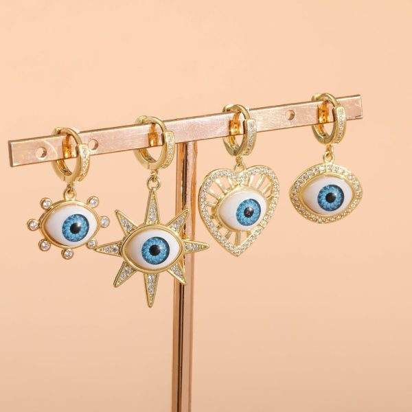 Personalized Blue Eye Color Preserving Bronze Micro Set Earrings