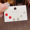 Sterling Silver Needle Exquisite Fashion All-match Cute Three-piece Set Combination Ear Studs