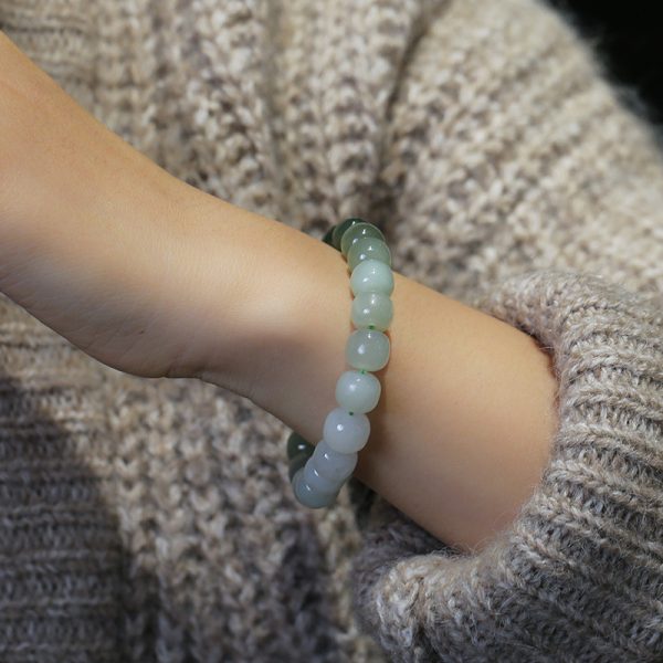 Natural Hetian Jade Buddha Beads Bracelet Single Circle Gradient