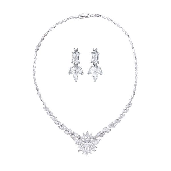Colorful Zircon Set Personalized Flower Necklace Wedding Dress Jewelry