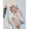 All-match Hammered Texture S925 Openning Silver Ring Female