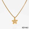 New Stainless Steel Flower Bracelet Necklace And Earring Suit Simple Fashion