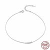 Sterling Silver Anklet Round Beads White Gold Plated S925 Simple