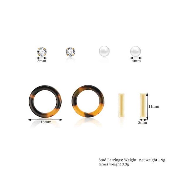 Simple Style New Pearl Round Word Earrings Set