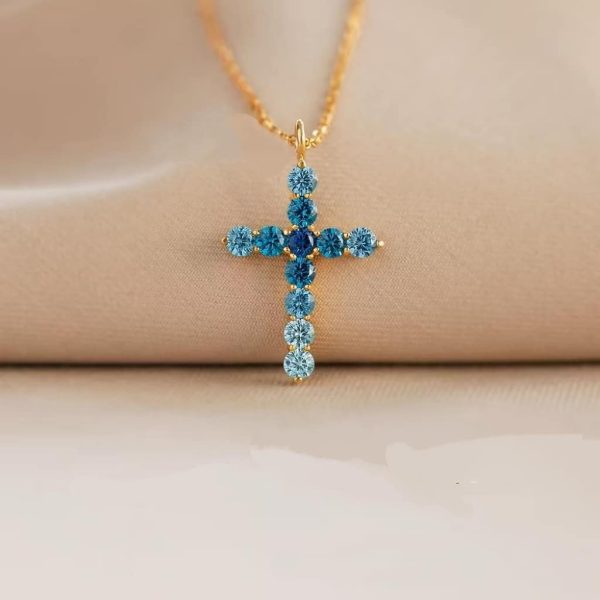 Hot Sale S925 Sterling Silver Necklace Women's High-grade Blue Zircon