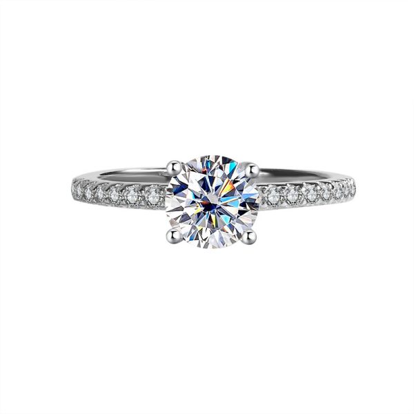 S925 Silver Simple Four-claw Moissanite High-end Stylish Birthday Gift