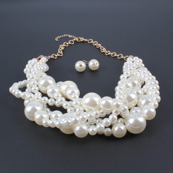 Ornament Exaggerated Woven Clavicle Chain Elegant Necklace Earrings