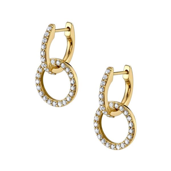 Openwork Circle Rhinestone Earrings Female Fashion Geometry Pattern