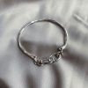 925 Sterling Silver Vintage Distressed Lock Knot Hook Thick Bracelet