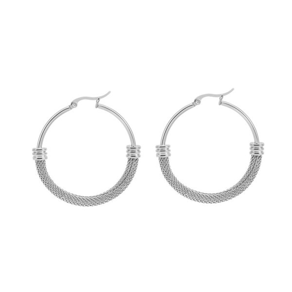 Popular Exaggerated Stainless Steel Circle Woven Earrings