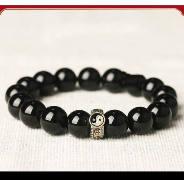 Black Stone Single Ring Bracelet For Men And Women