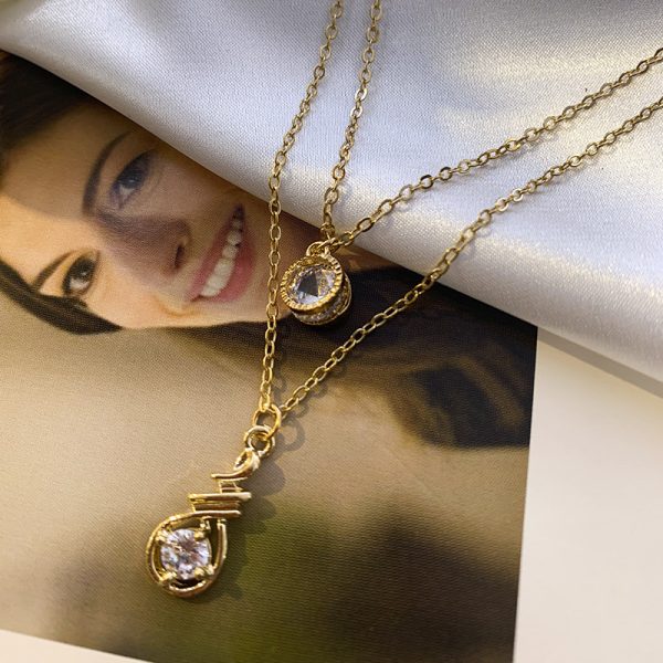 Zircon Necklace And Earrings Environmental Protection Color Jewelry Set