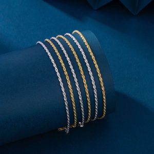 S925 Silver Hemp Flowers Chain Woven Square Zirconium All-match Bracelet