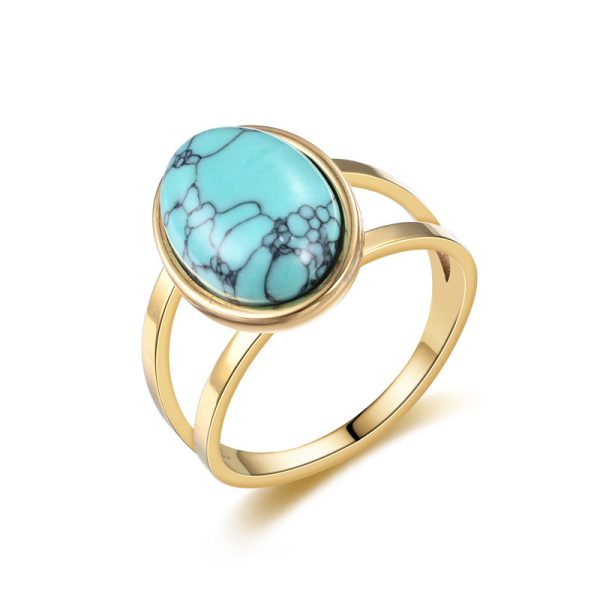 Natural Cut Stone Ring Men And Women Couple Fashion