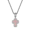 Fashion T Square Zircon Cross Necklace Light Luxury