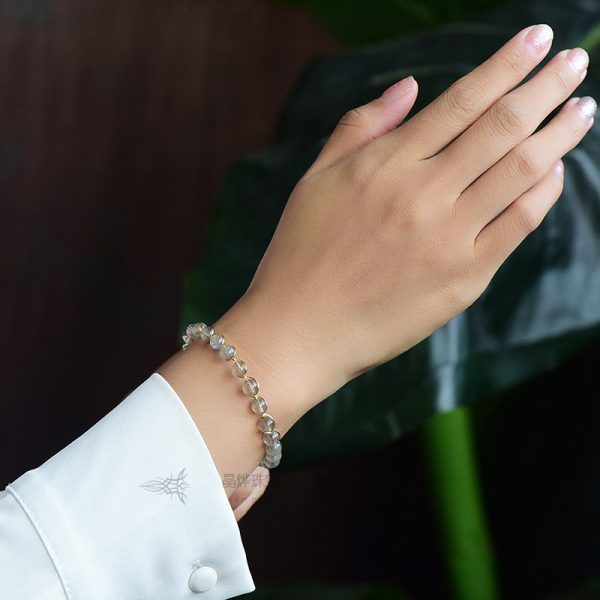 14K Gilded Natural Crystal Blue Moonstone Bracelet For Women