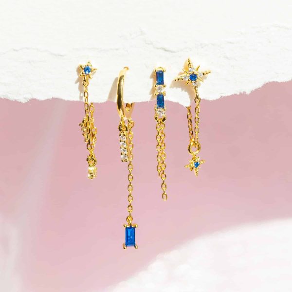Five-piece Set Of Temperament High-end Chain Star Element Earrings