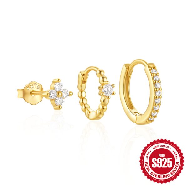 S925 Sterling Silver Classic Ear Ring High-end Temperament Earrings Women's Set