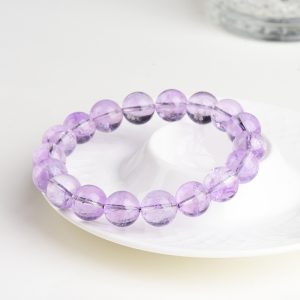 Lavender Round Beads Iced Light Purple Crystal Bracelet