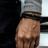 Frosted Stone Volcanic Stone Combination Beaded Men's Bracelet