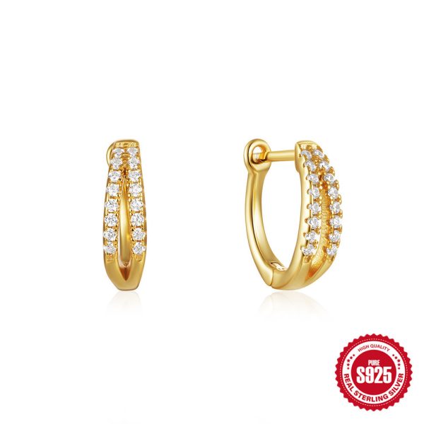 925 Sterling Silver Heart-shaped Diamond Earclip Earrings