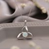 925 Silver Pendant White Round Opal Necklace