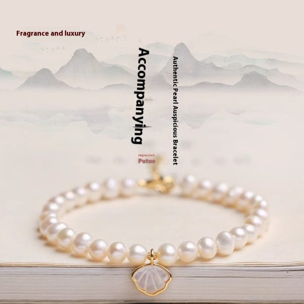 Real Natural Freshwater Pearl Bracelet Female Fan