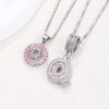 Rock Sugar 26-letter Pendant Necklace For Women, Copper Inlaid Zircon Round Flower Jewelry Set