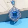 Personality Aquamarine Topaz Sky Mirror Pendant