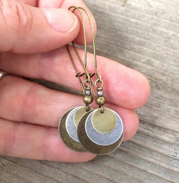 Bohemian Retro Ethnic Style Distressed Bronze Circle Multi-layer Metal Alloy Earrings