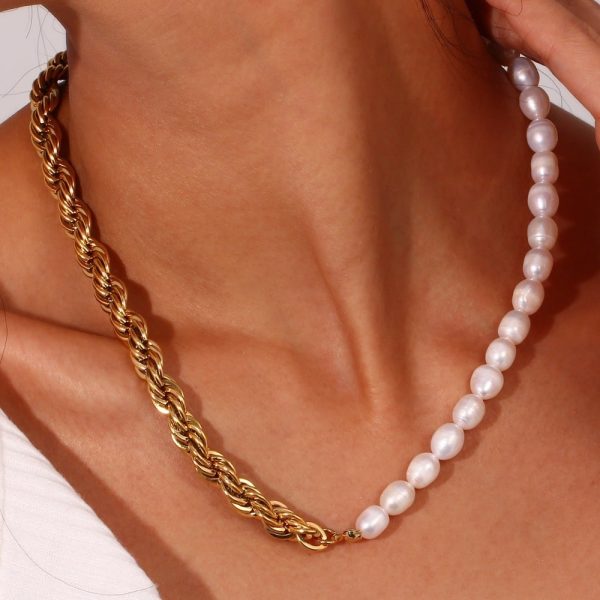 Natural Freshwater Pearl Chain Necklace For Women