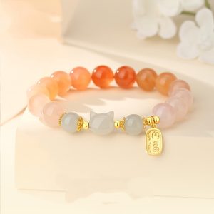 Red Agate Bracelet Hetian Jade Cat National Style