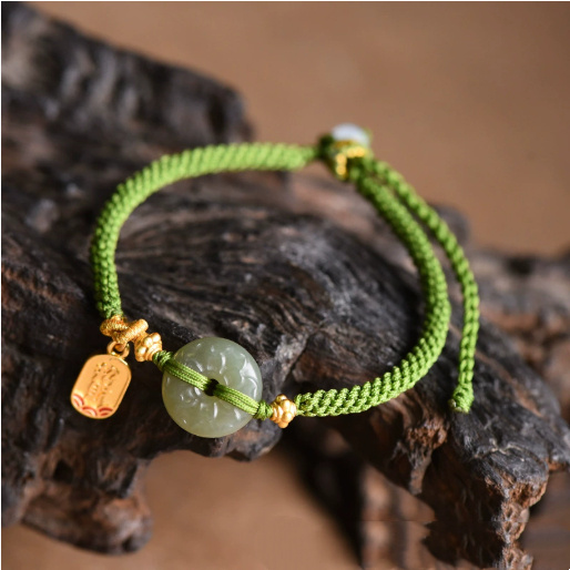 Corn Knot Hetian Jade Safety Buckle Bracelet