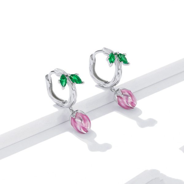 Bud Flower Necklace Earrings Jewelry Set