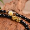 Obsidian 12 Zodiac Signs 108 Luminous Sand Golden Pixiu Buddha Beads