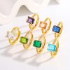 Fashion Japanese Style Simple Retro Electroplated 18K Square Zircon Ring
