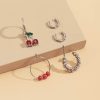 Retro Fashion Red Cherry Rhinestone Rice Bead Set Earrings