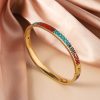 Titanium Steel Bracelet Women's Exquisite Geometric Oil-spot Glaze Flowers