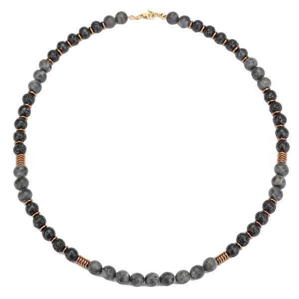 Beaded Glitter Volcanic Rock Necklace