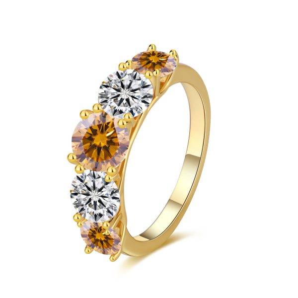 S925 Silver Simple Personality Trendy Micro-inlaid Moissanite Ring