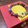 Peach Blossom Natural Color Tourmaline Bracelet For Women