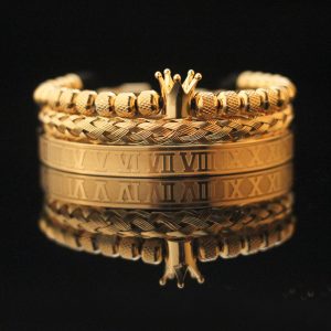 Retro Titanium Steel Grid Open-ended Bracelet Combination
