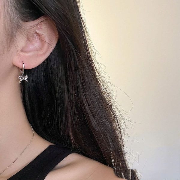 Women's Black Cherry Bow Earrings Set